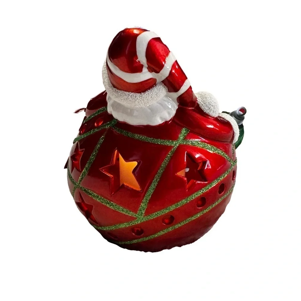 Home Reflections Luminary Flameless Candle with Timer Santa Christmas Ball NIB